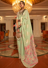 Load image into Gallery viewer, Tea Green Handloom Woven Silk Saree with Kashmiri Pallu Clothsvilla