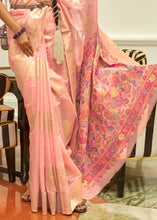 Load image into Gallery viewer, Lemonade Pink Handloom Woven Silk Saree with Kashmiri Pallu Clothsvilla