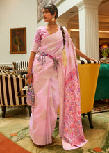 Load image into Gallery viewer, Baby Pink Handloom Woven Silk Saree with Kashmiri Pallu Clothsvilla