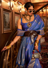 Load image into Gallery viewer, Lapis Blue Woven Banarasi Silk Saree Clothsvilla