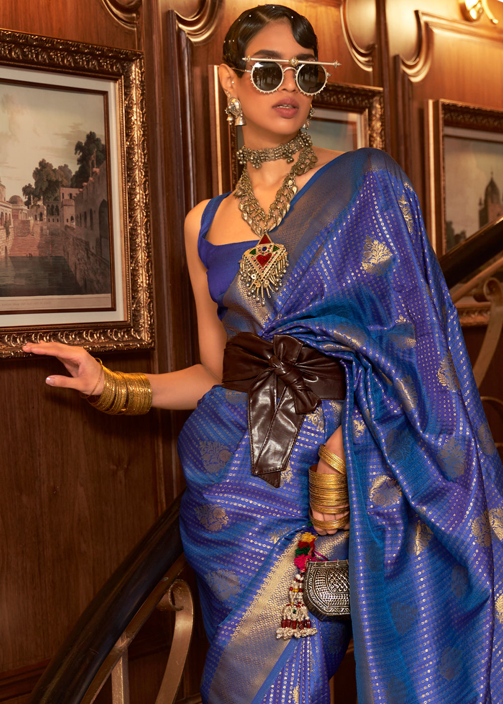 Lapis Blue Woven Banarasi Silk Saree Clothsvilla