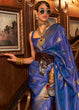 Load image into Gallery viewer, Lapis Blue Woven Banarasi Silk Saree Clothsvilla