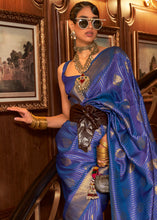 Load image into Gallery viewer, Lapis Blue Woven Banarasi Silk Saree Clothsvilla