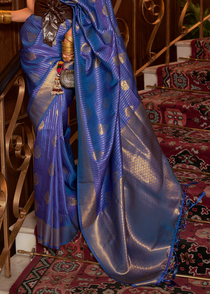 Lapis Blue Woven Banarasi Silk Saree Clothsvilla