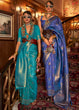 Load image into Gallery viewer, Lapis Blue Woven Banarasi Silk Saree Clothsvilla