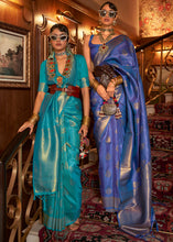 Load image into Gallery viewer, Lapis Blue Woven Banarasi Silk Saree Clothsvilla