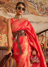 Load image into Gallery viewer, Brink Pink Woven Banarasi Silk Saree Clothsvilla