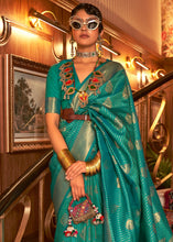 Load image into Gallery viewer, Turtle Green Woven Banarasi Silk Saree Clothsvilla