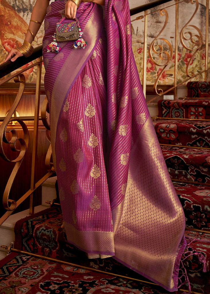 Dark Orchid Purple Woven Banarasi Silk Saree Clothsvilla
