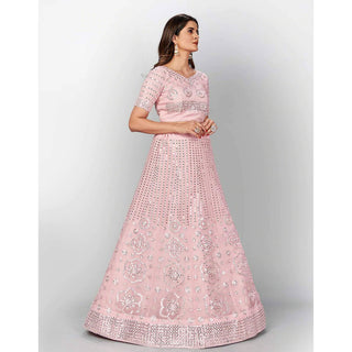 Strawberry Thread and Foil Mirror Cutwork Lehenga choli ClothsVilla