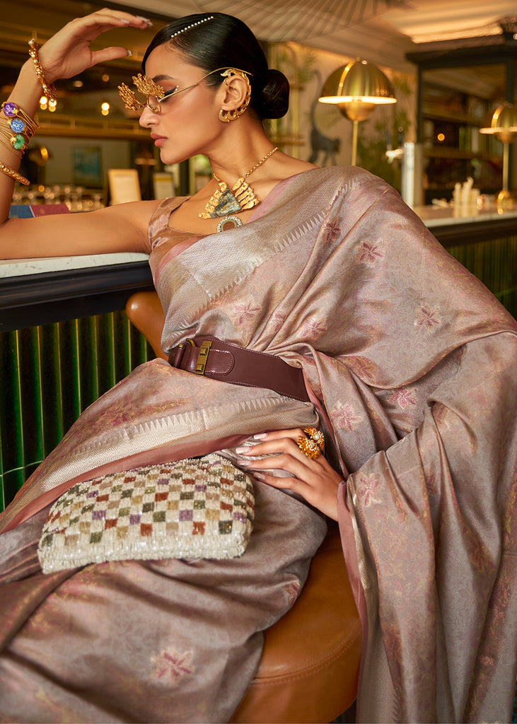 Fawn Brown Handloom Weave Organza Silk Saree Clothsvilla