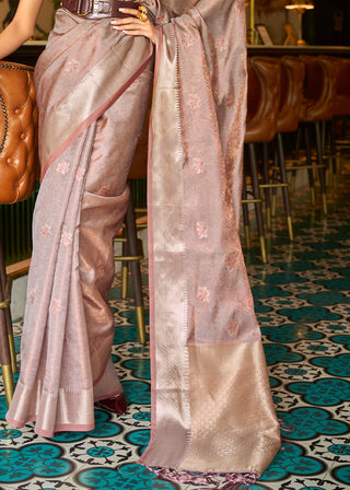 Fawn Brown Handloom Weave Organza Silk Saree Clothsvilla