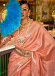 Load image into Gallery viewer, Peach Pink Handloom Weave Organza Silk Saree Clothsvilla