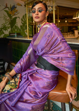 Load image into Gallery viewer, French Purple Handloom Weave Organza Silk Saree Clothsvilla