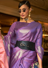 Load image into Gallery viewer, French Purple Handloom Weave Organza Silk Saree Clothsvilla