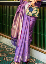 Load image into Gallery viewer, French Purple Handloom Weave Organza Silk Saree Clothsvilla