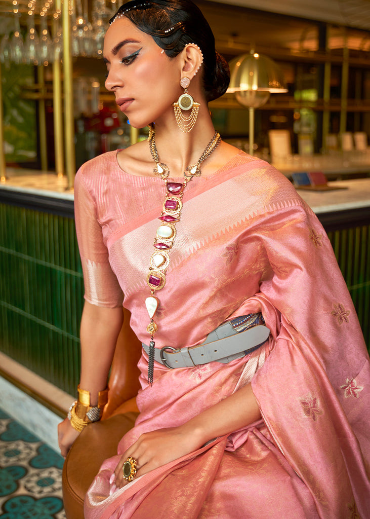 Shades Of Pink Handloom Weave Organza Silk Saree Clothsvilla