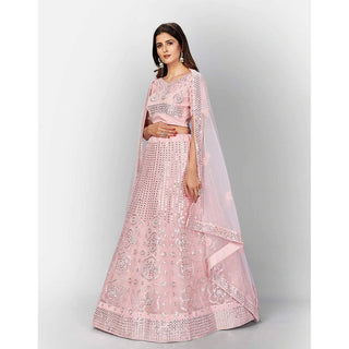 Strawberry Thread and Foil Mirror Cutwork Lehenga choli ClothsVilla