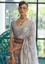 Load image into Gallery viewer, Shades Of Grey Chikankari Weaving Silk Saree with Sequins work Clothsvilla