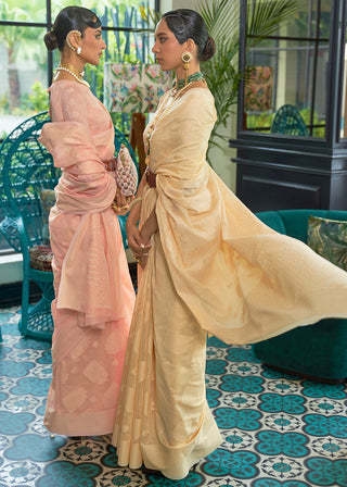 Shades Of Yellow Chikankari Weaving Silk Saree with Sequins work Clothsvilla
