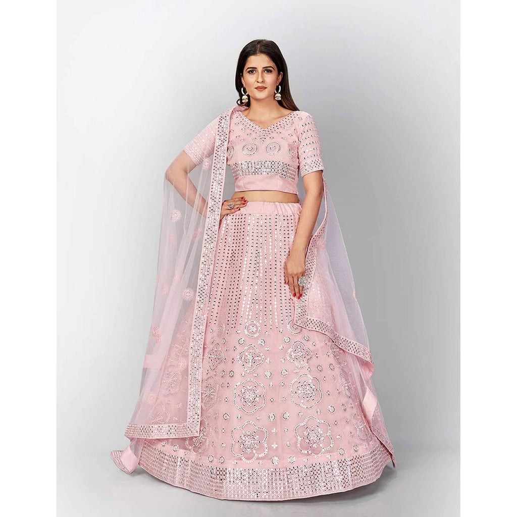 Strawberry Thread and Foil Mirror Cutwork Lehenga choli ClothsVilla