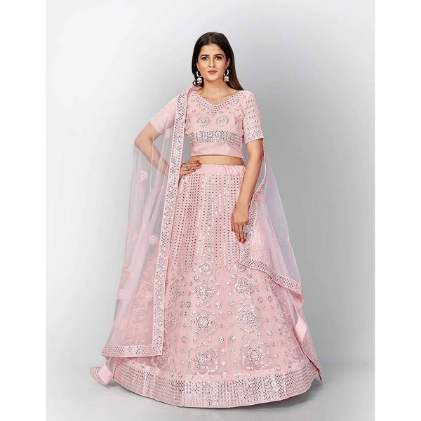 Strawberry Thread and Foil Mirror Cutwork Lehenga choli ClothsVilla