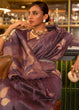 Load image into Gallery viewer, Razzmic Berry Purple Zari Woven Handloom Weaving Silk Saree Clothsvilla