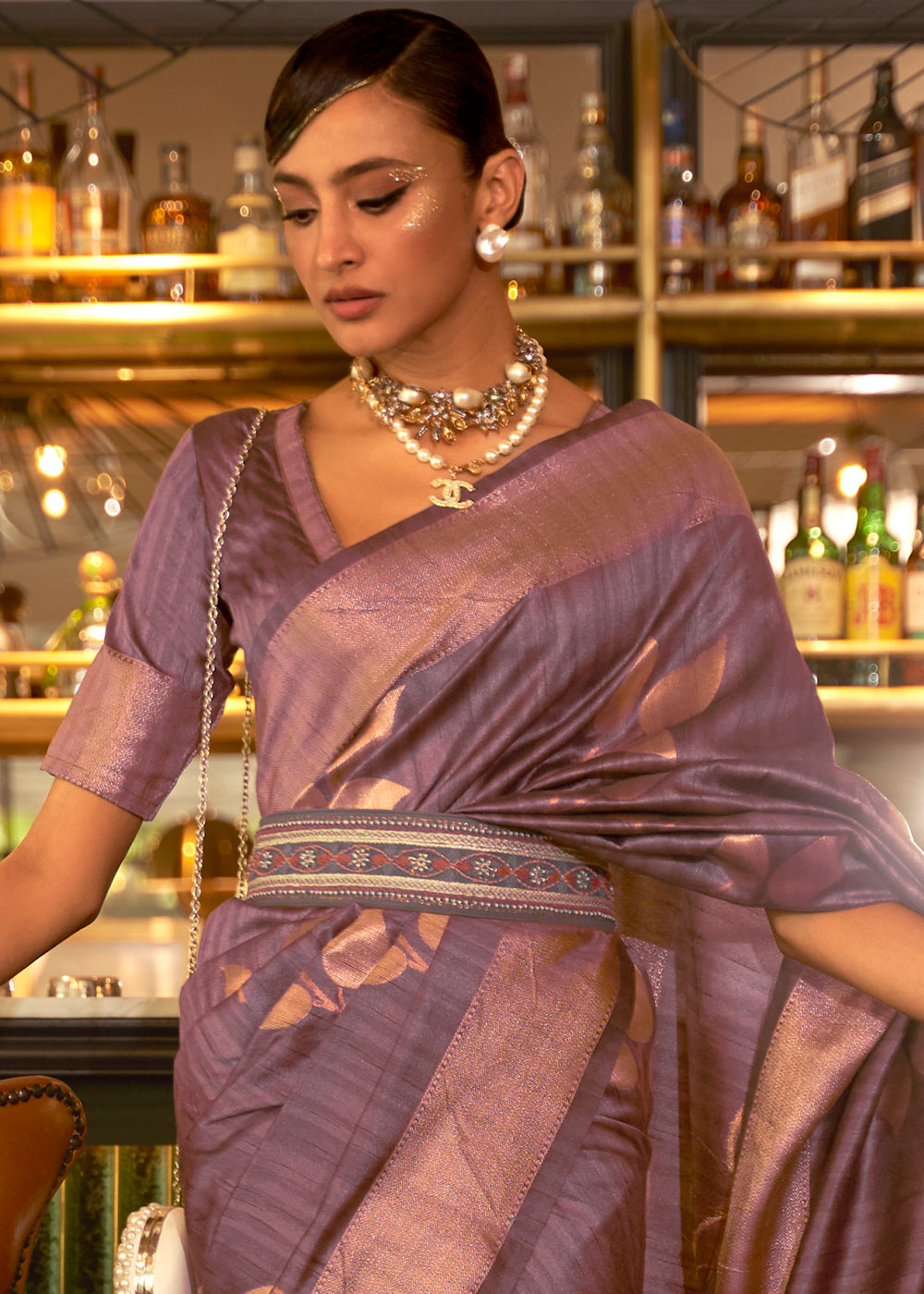 Razzmic Berry Purple Zari Woven Handloom Weaving Silk Saree Clothsvilla
