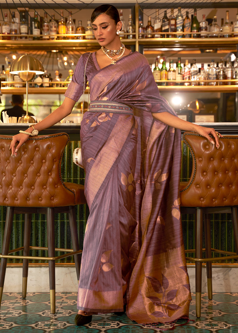 Razzmic Berry Purple Zari Woven Handloom Weaving Silk Saree Clothsvilla