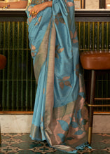 Load image into Gallery viewer, Shades Of Blue Zari Woven Handloom Weaving Silk Saree Clothsvilla