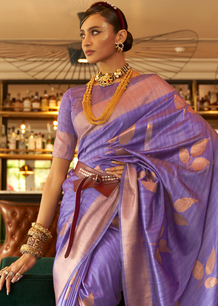 Electric Purple Zari Woven Handloom Weaving Silk Saree Clothsvilla
