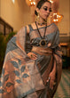 Load image into Gallery viewer, Charcoal Grey Zari Woven Handloom Weaving Silk Saree Clothsvilla