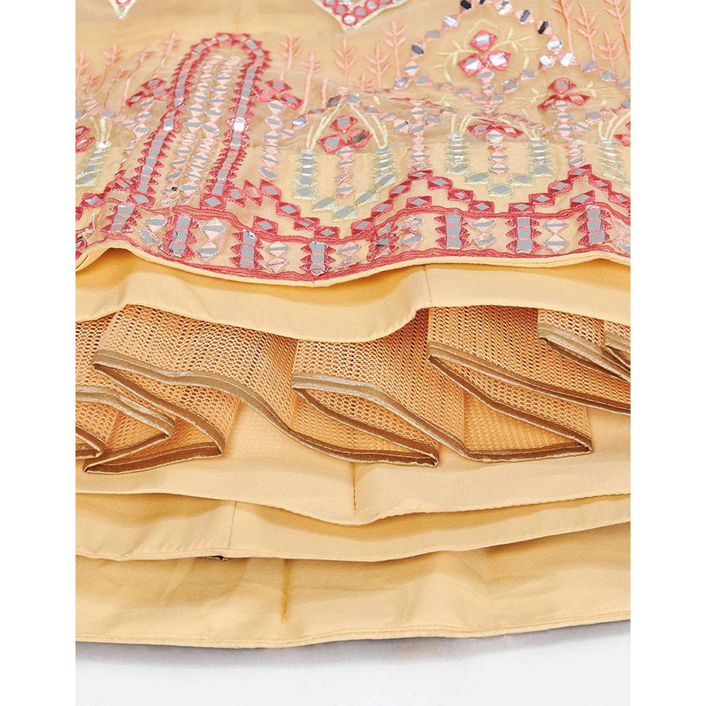 Off White Thread and Foil Mirror Cutwork Lehenga choli ClothsVilla
