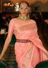 Load image into Gallery viewer, Creamy Pink Zari Woven Tussar Silk Saree Clothsvilla