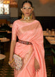 Load image into Gallery viewer, Creamy Pink Zari Woven Tussar Silk Saree Clothsvilla