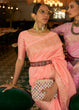 Load image into Gallery viewer, Creamy Pink Zari Woven Tussar Silk Saree Clothsvilla