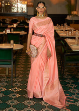 Load image into Gallery viewer, Creamy Pink Zari Woven Tussar Silk Saree Clothsvilla