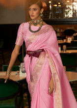 Load image into Gallery viewer, Flamingo Pink Zari Woven Tussar Silk Saree Clothsvilla