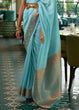 Load image into Gallery viewer, Light Olympic Blue Zari Woven Tussar Silk Saree Clothsvilla