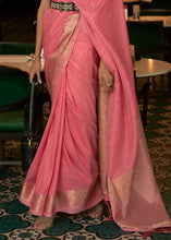 Load image into Gallery viewer, Watermelon Pink Zari Woven Tussar Silk Saree Clothsvilla