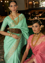 Load image into Gallery viewer, Seafoam Green Zari Woven Tussar Silk Saree Clothsvilla