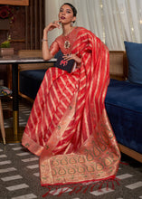 Load image into Gallery viewer, Venetian Red Two Tone Meenakari Weaving Organza Silk Saree Clothsvilla