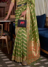 Load image into Gallery viewer, Avocado Green Two Tone Meenakari Weaving Organza Silk Saree Clothsvilla