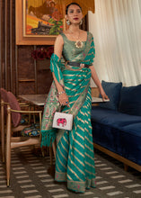 Load image into Gallery viewer, Turquoise Green Two Tone Meenakari Weaving Organza Silk Saree Clothsvilla