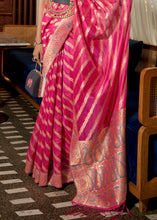 Load image into Gallery viewer, Bright Pink Two Tone Meenakari Weaving Organza Silk Saree Clothsvilla