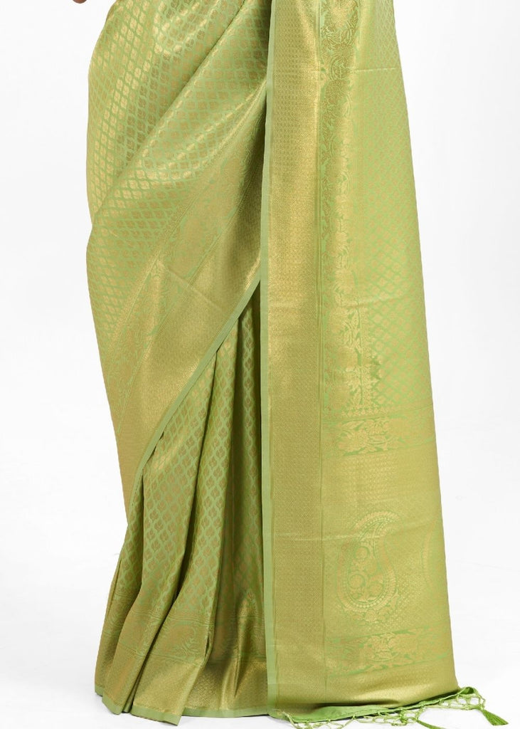 Pistachio Green Kanjivaram Soft Woven Silk Saree Clothsvilla