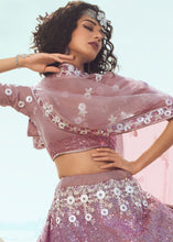 Load image into Gallery viewer, Lilac Soft Net Designer Lehenga Choli with overall Sequins and Thread work Clothsvilla