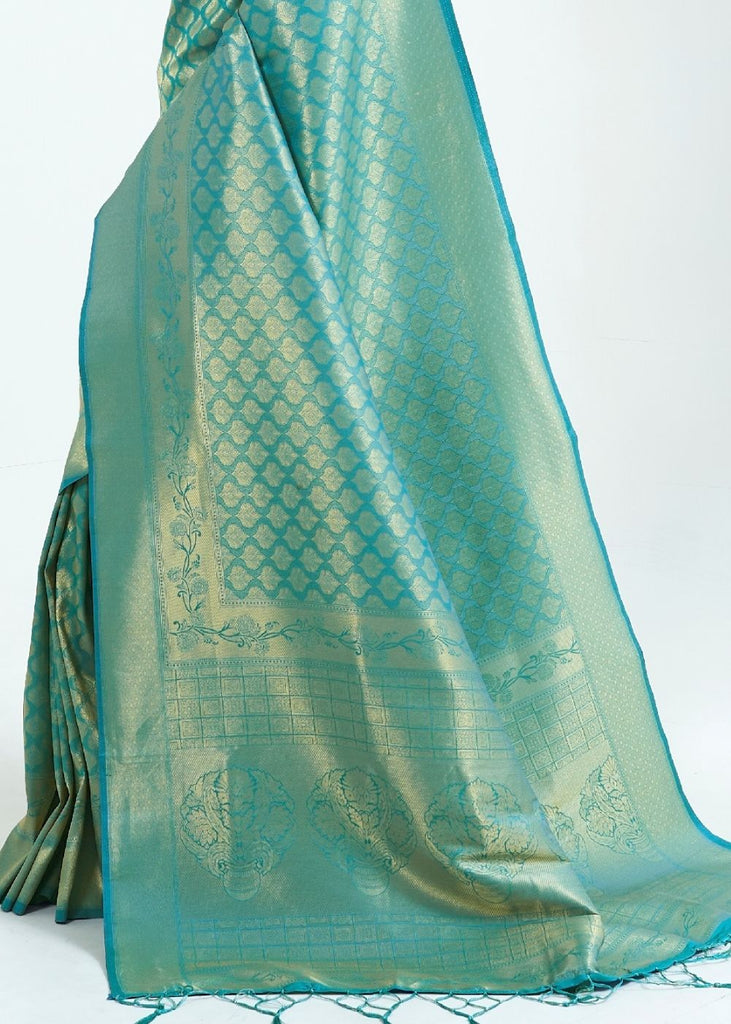 Teal Blue Woven Kanjivaram Silk Saree : Limited Edition Clothsvilla