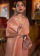 Load image into Gallery viewer, Salmon Pink Handloom Weaving Tussar Silk Saree Clothsvilla