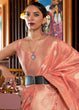 Load image into Gallery viewer, Salmon Pink Handloom Weaving Tussar Silk Saree Clothsvilla